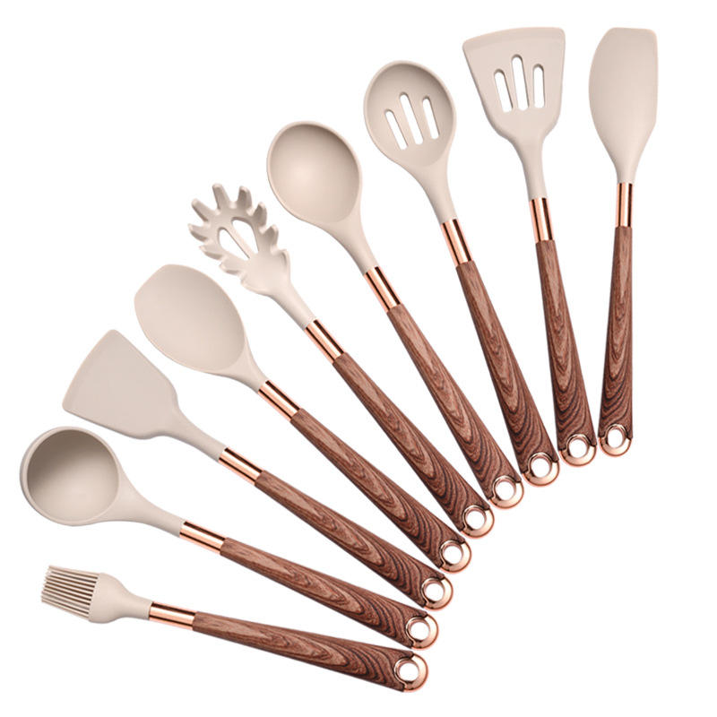 10 Pieces Kitchen Tools Set Wooden Handle Cooking Kitchen Utensil Set Silicone Utensils eprolo