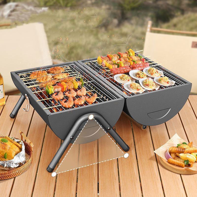 Outdoor portable double-sided barbecue stove camping home charcoal barbecue pre meat barbecue rack eprolo