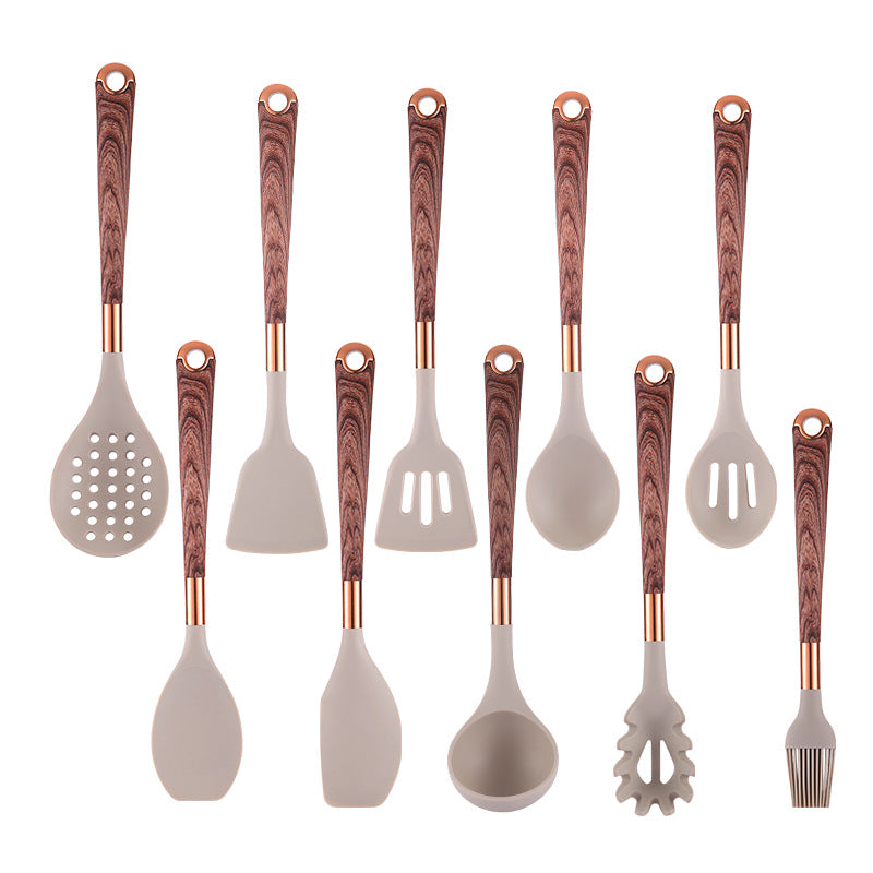 10 Pieces Kitchen Tools Set Wooden Handle Cooking Kitchen Utensil Set Silicone Utensils eprolo