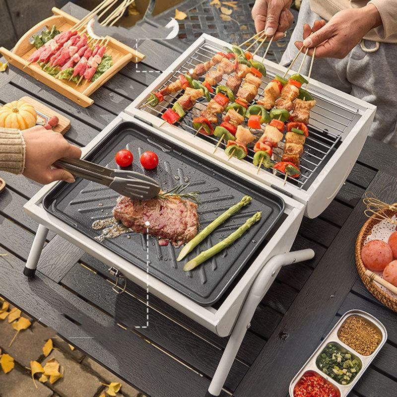 Outdoor portable double-sided barbecue stove camping home charcoal barbecue pre meat barbecue rack eprolo