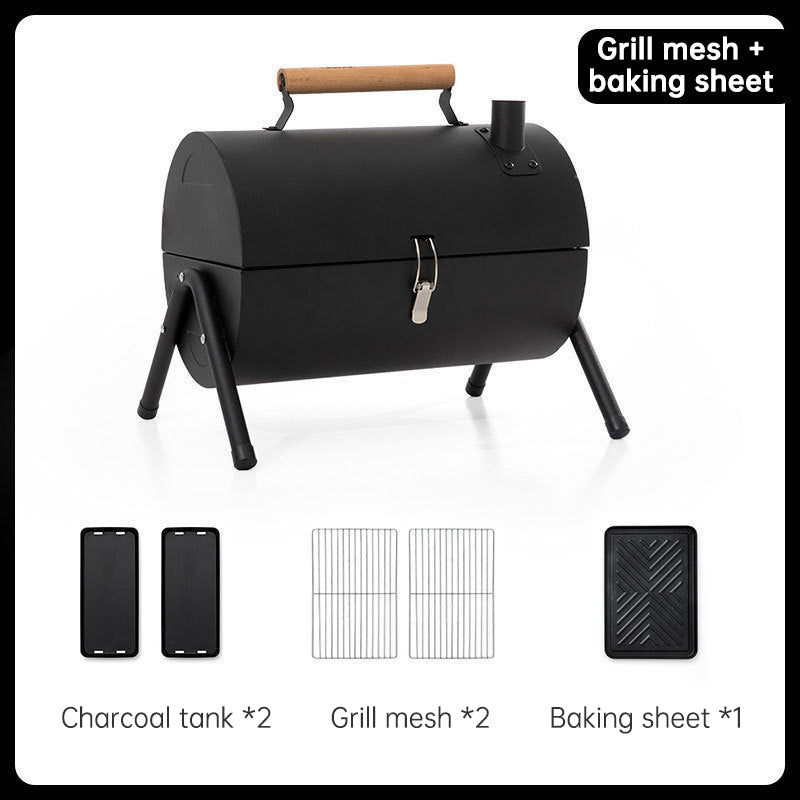 Outdoor portable double-sided barbecue stove camping home charcoal barbecue pre meat barbecue rack eprolo