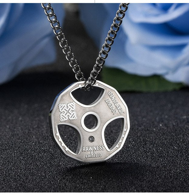 Men's Fitness Dumbbell Necklace – Weightlifting Barbell Pendant for Bodybuilding & Sports Jewelry eprolo