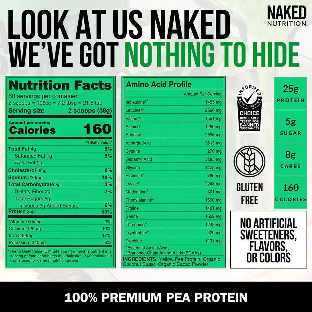 Naked Pea - Pea Protein Isolate from North American Farms - Plant Based, Vegetarian & Vegan Protein. Easy to Digest, Speeds Muscle Recovery - Non-GMO, No Lactose, No Soy and Gluten Free - 15 Servings Empower Wellness Fitness