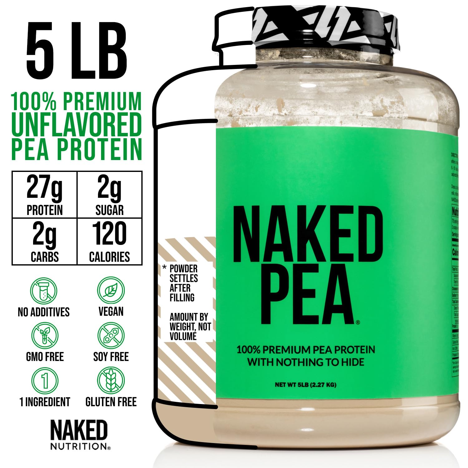 Naked Pea - Pea Protein Isolate from North American Farms - Plant Based, Vegetarian & Vegan Protein. Easy to Digest, Speeds Muscle Recovery - Non-GMO, No Lactose, No Soy and Gluten Free - 15 Servings Empower Wellness Fitness