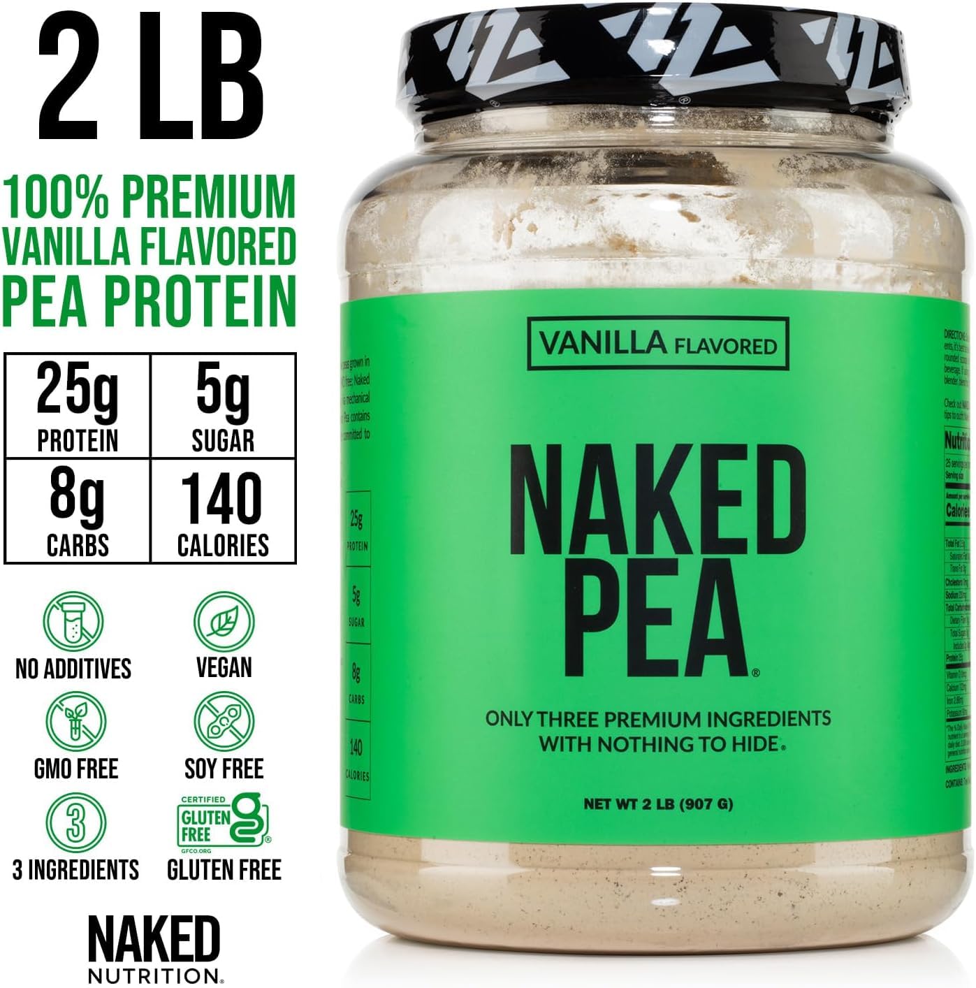 Naked Pea - Pea Protein Isolate from North American Farms - Plant Based, Vegetarian & Vegan Protein. Easy to Digest, Speeds Muscle Recovery - Non-GMO, No Lactose, No Soy and Gluten Free - 15 Servings Empower Wellness Fitness