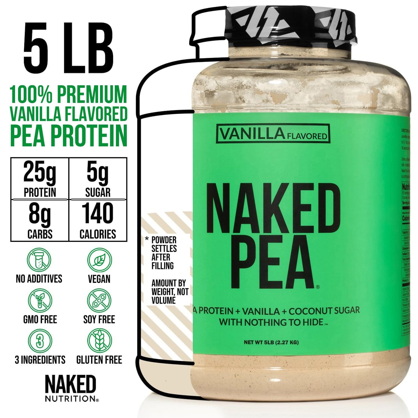 Naked Pea - Pea Protein Isolate from North American Farms - Plant Based, Vegetarian & Vegan Protein. Easy to Digest, Speeds Muscle Recovery - Non-GMO, No Lactose, No Soy and Gluten Free - 15 Servings Empower Wellness Fitness