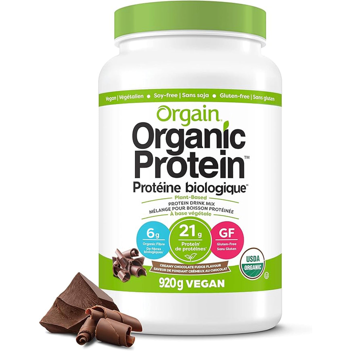 Orgain Organic Plant Based Canadian Protein Powder, Creamy Chocolate Fudge - Vegan, Lactose Free, Gluten Free, Dairy Free, No Sugar Added, Soy Free, Kosher, Non-GMO, 920g Empower Wellness Fitness