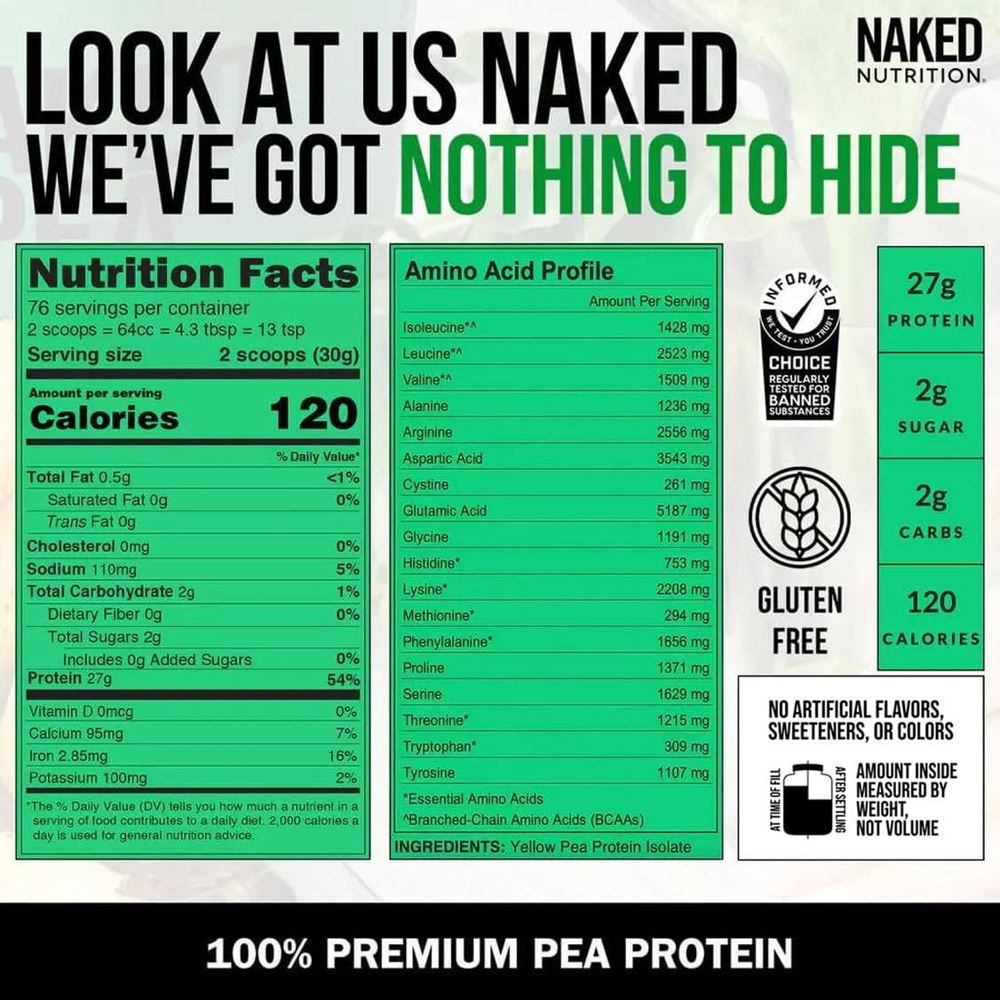 Naked Pea - Pea Protein Isolate from North American Farms - Plant Based, Vegetarian & Vegan Protein. Easy to Digest, Speeds Muscle Recovery - Non-GMO, No Lactose, No Soy and Gluten Free - 15 Servings Empower Wellness Fitness