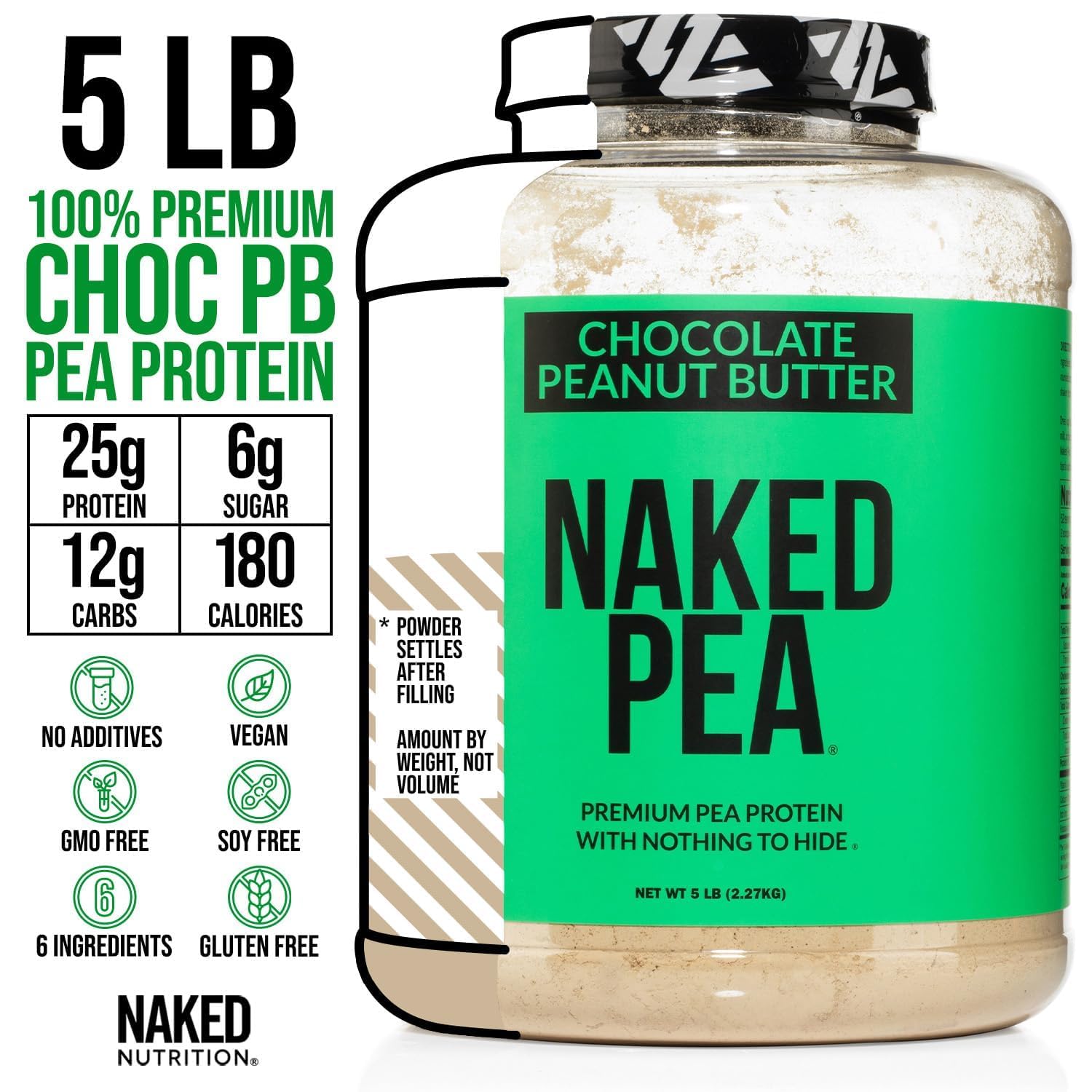 Naked Pea - Pea Protein Isolate from North American Farms - Plant Based, Vegetarian & Vegan Protein. Easy to Digest, Speeds Muscle Recovery - Non-GMO, No Lactose, No Soy and Gluten Free - 15 Servings Empower Wellness Fitness