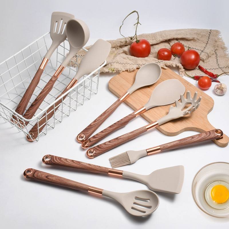 10 Pieces Kitchen Tools Set Wooden Handle Cooking Kitchen Utensil Set Silicone Utensils eprolo