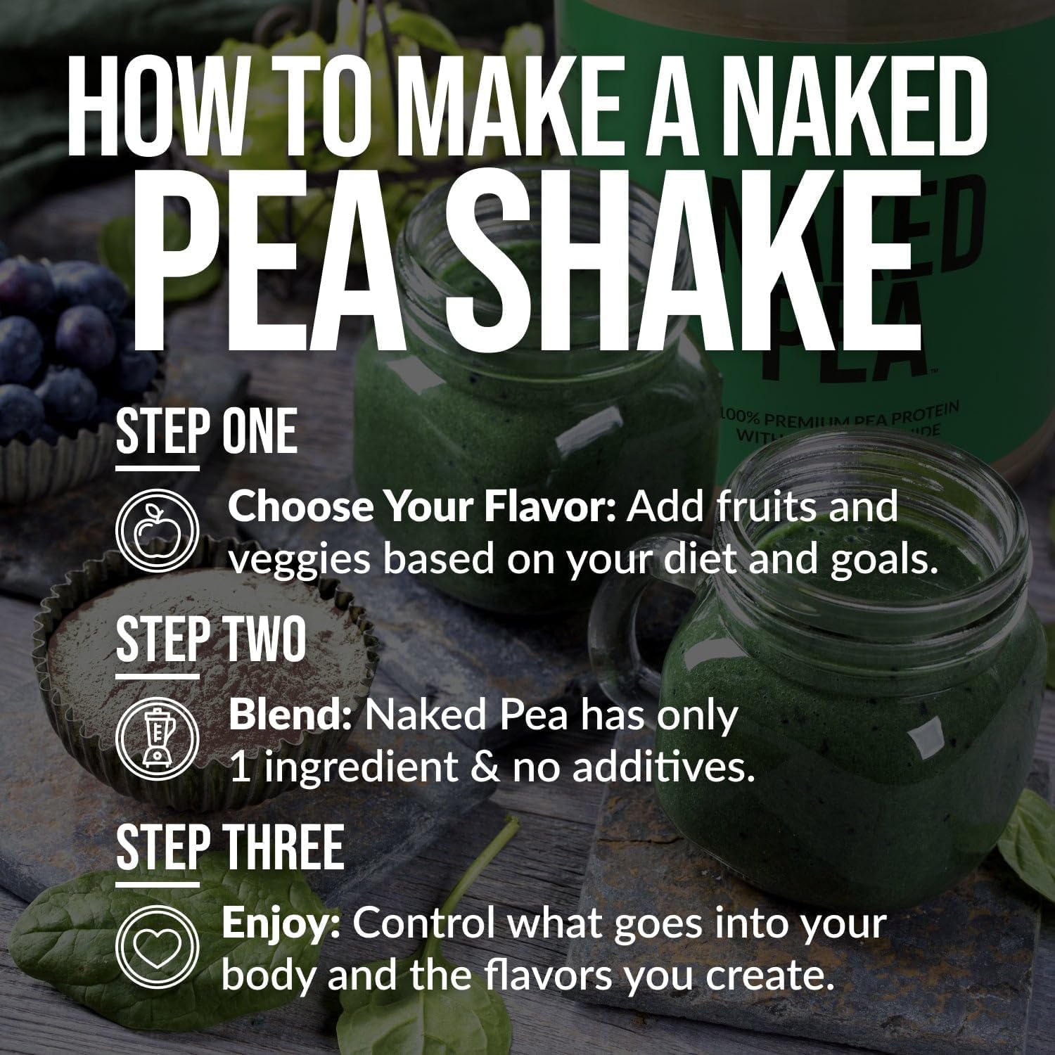 Naked Pea - Pea Protein Isolate from North American Farms - Plant Based, Vegetarian & Vegan Protein. Easy to Digest, Speeds Muscle Recovery - Non-GMO, No Lactose, No Soy and Gluten Free - 15 Servings Empower Wellness Fitness