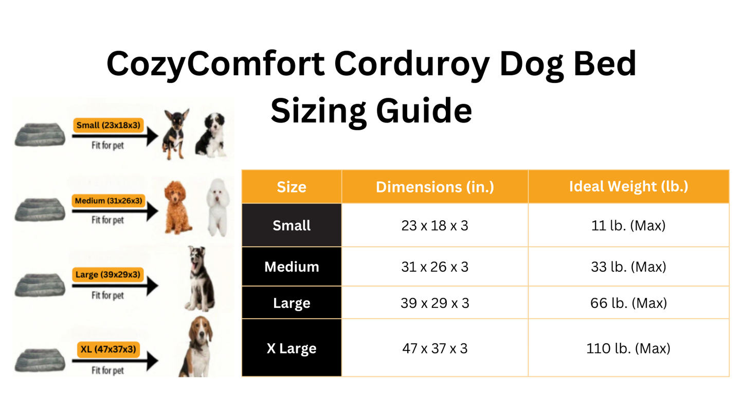 CozyComfort Corduroy Dog Bed Arctic Male Electron Store