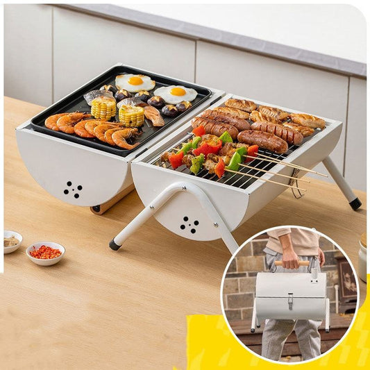 Outdoor portable double-sided barbecue stove camping home charcoal barbecue pre meat barbecue rack eprolo