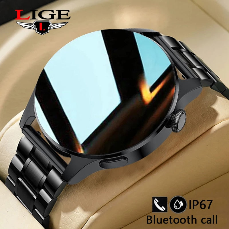 LIGE New Bluetooth Call Smart Watch Men Full Touch Sport Fitness Watches Waterproof Heart Rate Steel Band Smartwatch Android iOS LIGE-02 Store