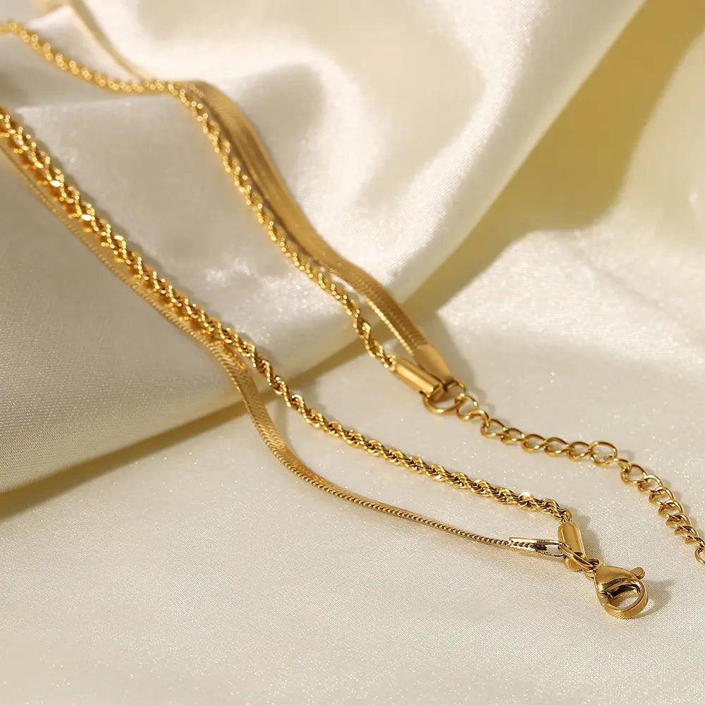 Uworld Simple Jewelry 18K Gold Plated Flat Snake Chain Layer Necklace HYFAD Store