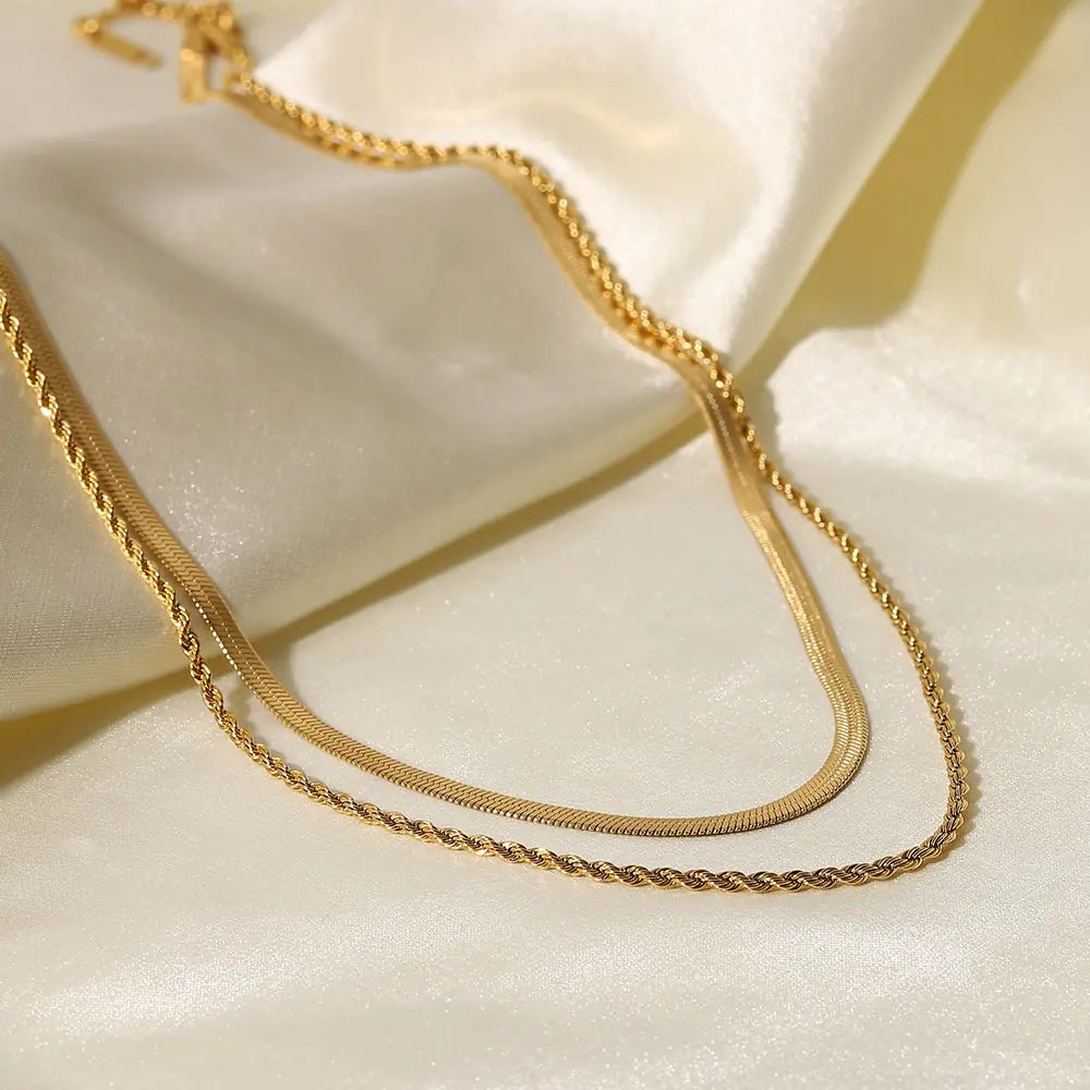 Uworld Simple Jewelry 18K Gold Plated Flat Snake Chain Layer Necklace HYFAD Store