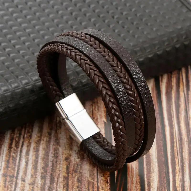 Men's Hand-Woven Leather Bracelet - Classic Style SKCOSOCKS Official Store