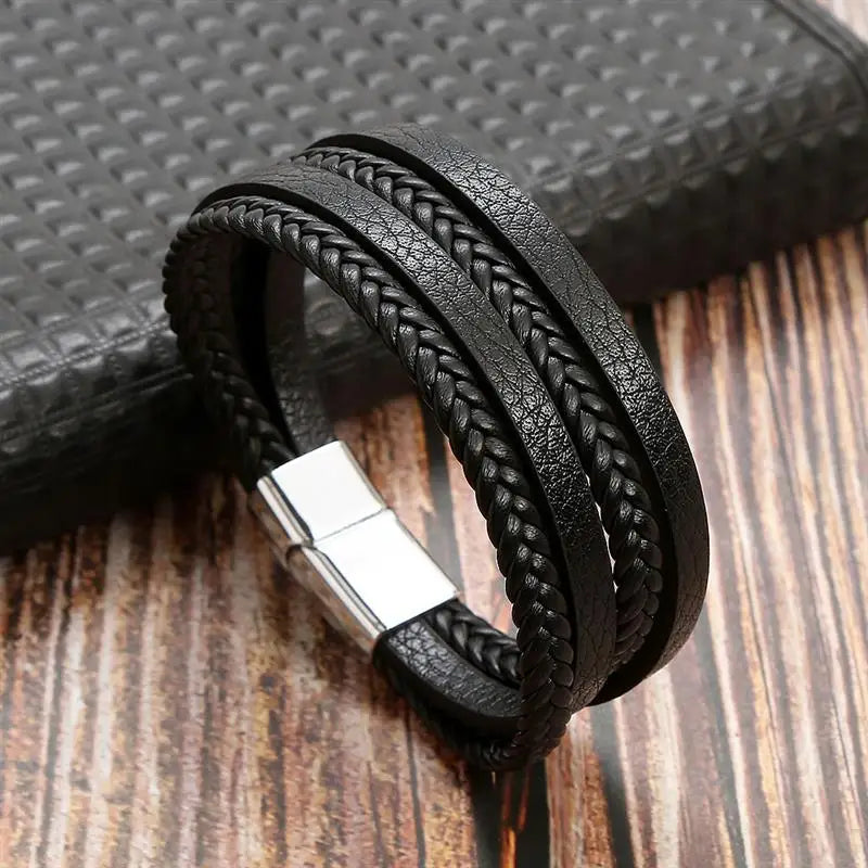 Men's Hand-Woven Leather Bracelet - Classic Style SKCOSOCKS Official Store