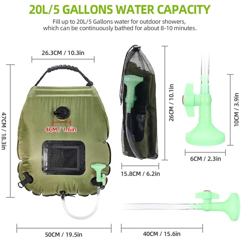 20L Outdoor Camping Hiking Solar Shower Bag/water bag BOFCONN Store