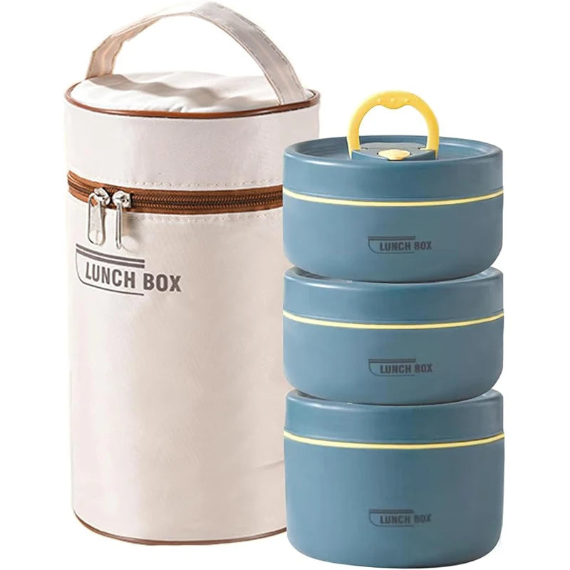 Portable Insulated Food Lunch Container Set with Thermal Lunch Box 3 Separate Stackable Lunch Container Shop1103836262 Store