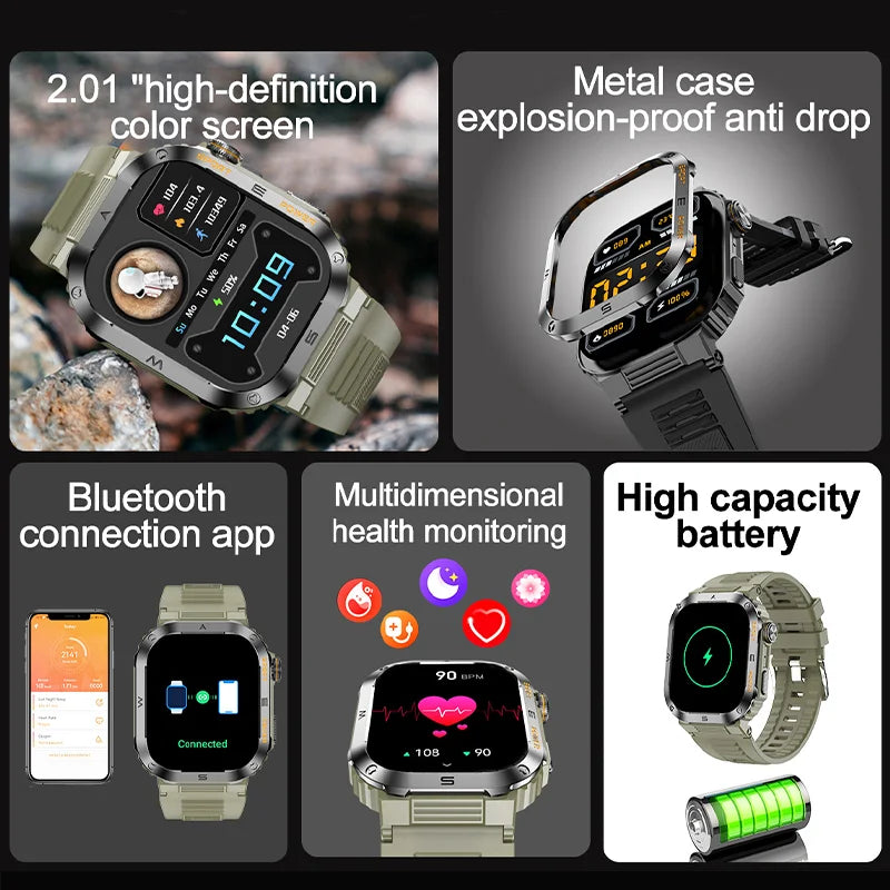 Rugged Military Smartwatch HD Empower Wellness Fitness