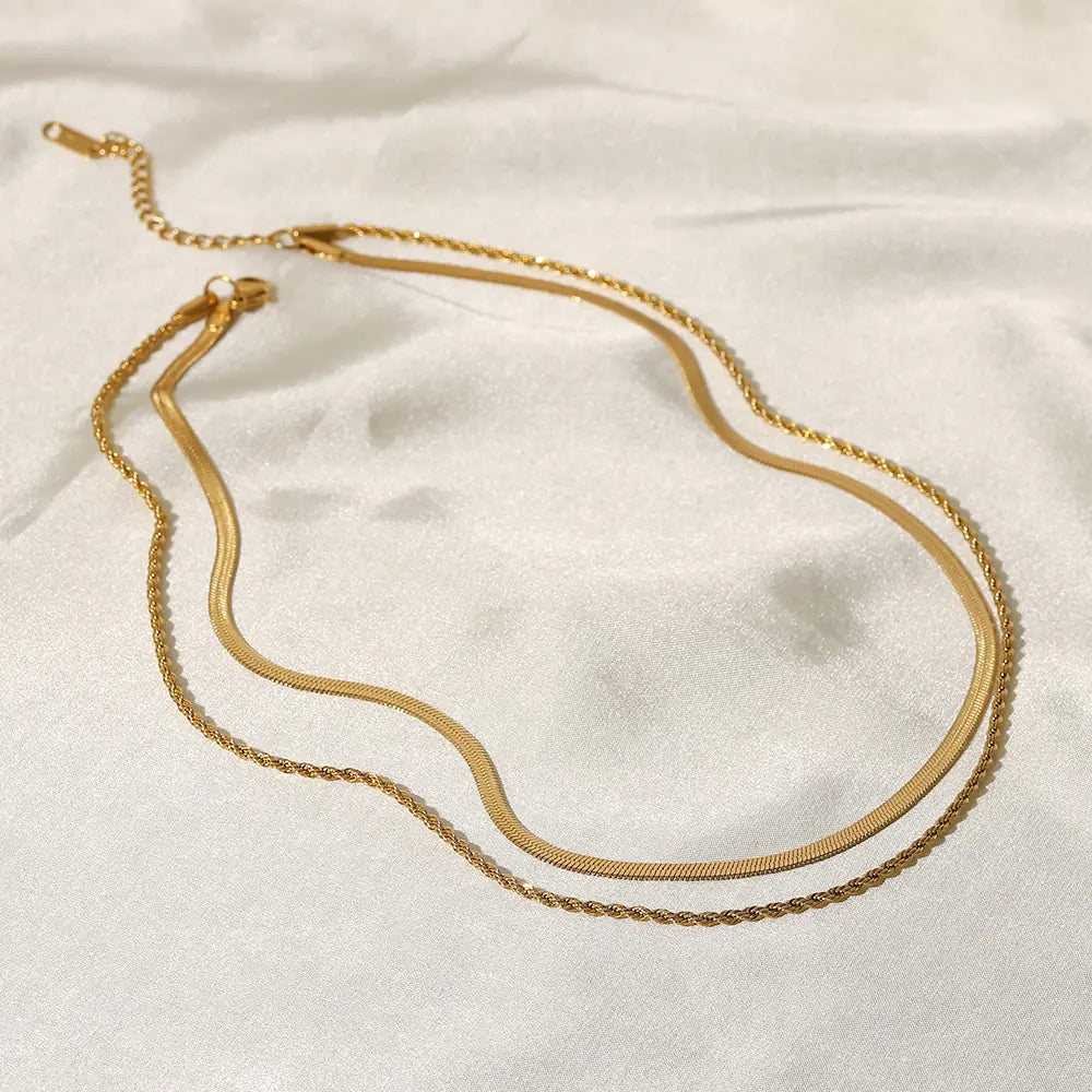 Uworld Simple Jewelry 18K Gold Plated Flat Snake Chain Layer Necklace HYFAD Store